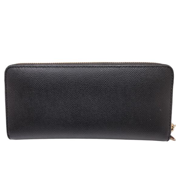 Michael Kors Jet Set Continental Zip Around Wallet Black Saffiano Leather Gold - Picture 2 of 8